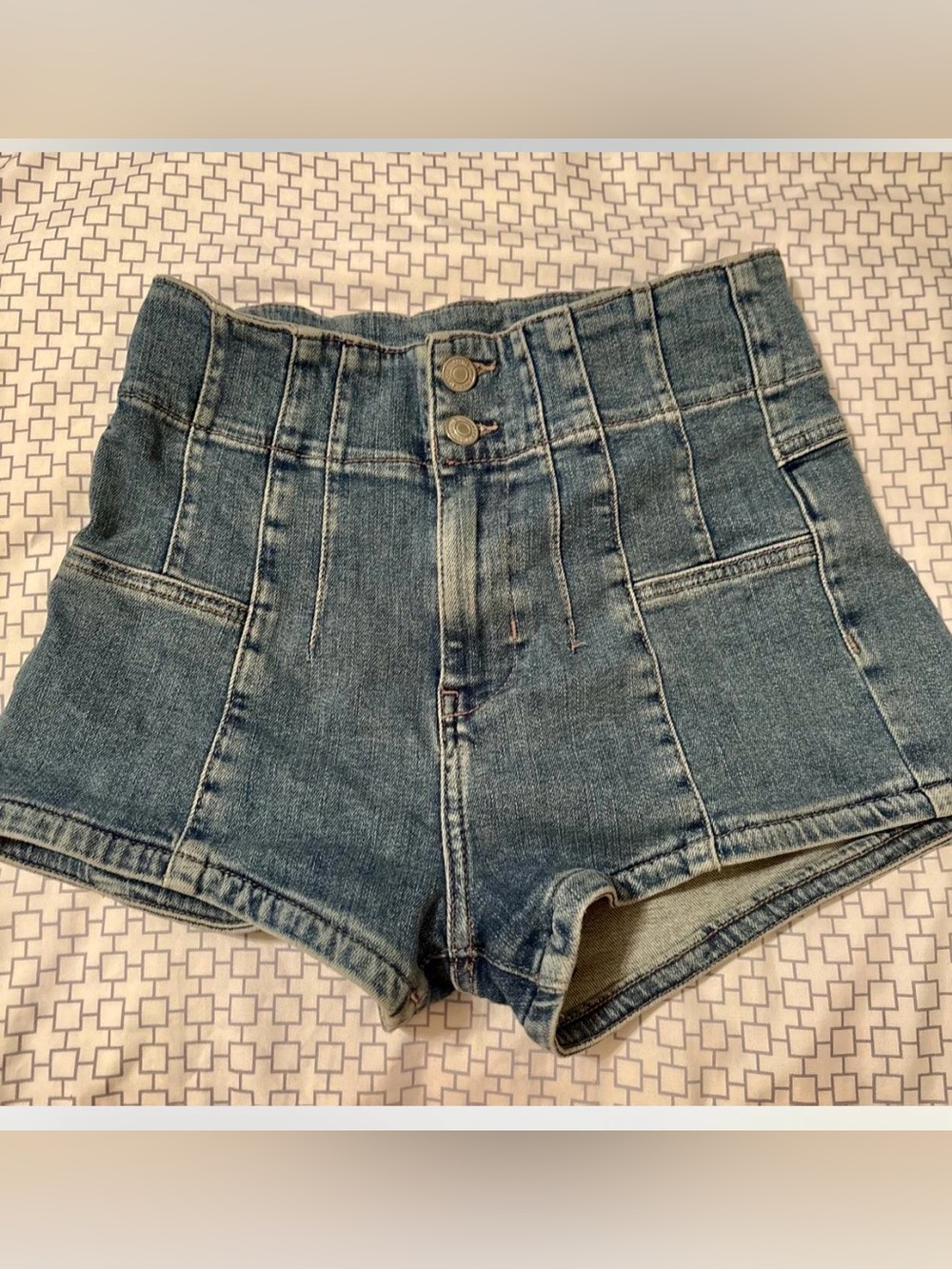 We The Free Free People  High-Waist Denim Shorts in Blue Denim